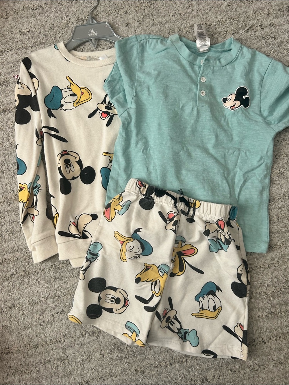 Disney Kids Mickey & Friends Outfit Set - Light Teal & Cream